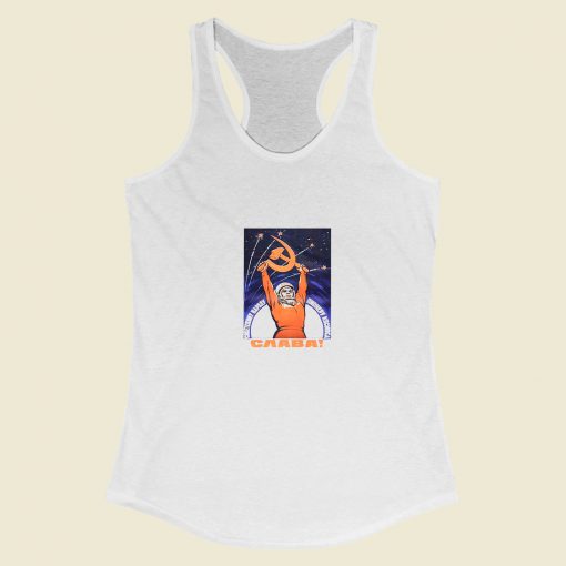 Grltee Soviet Space Astronaut Propaganda Racerback Tank Top Style