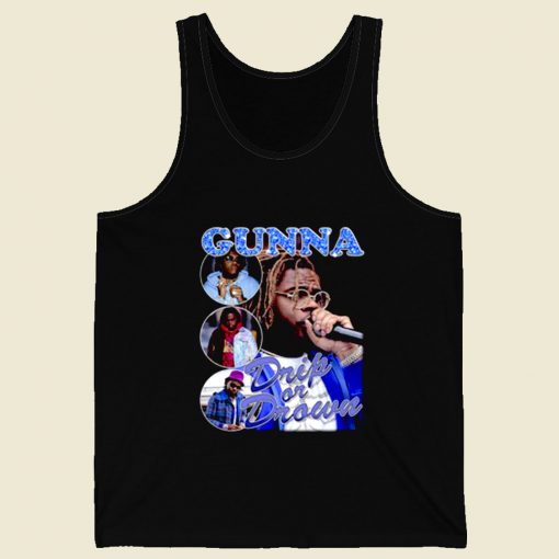 Gunna Drip Or Drown Retro Mens Tank Top