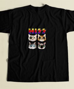 Hiss Funny Cats Kittens Rock Rockin 80s Mens T Shirt