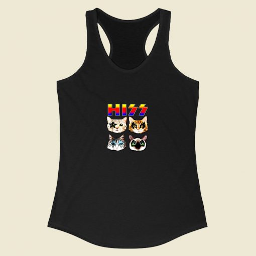 Hiss Funny Cats Kittens Rock Rockin Racerback Tank Top