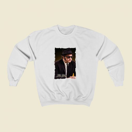 Jake Blues Brothers White Sweatshirt Street Style