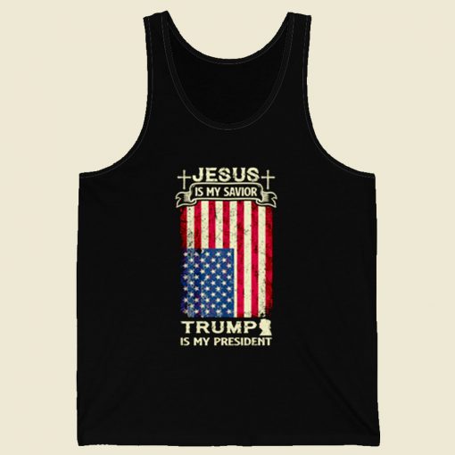 Jesus Is My Savior Trump Is My President Retro Mens Tank Top