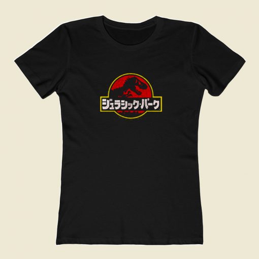 Jurassic Park Japanese Kanji 80s Womens T shirt