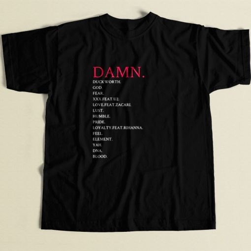 Kendrick Lamar Damn Songlist 80s Mens T Shirt