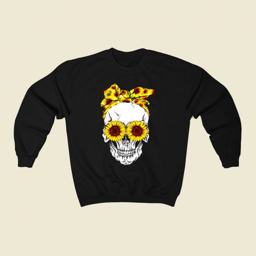 Lady Skull Sunflower 80s Sweatshirt Style