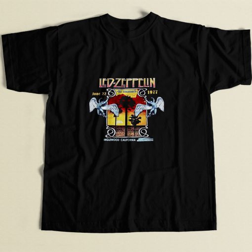 Led Zeppelin 1977 Inglewood Concert 80s Mens T Shirt