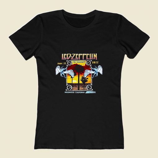 Led Zeppelin 1977 Inglewood Concert 80s Womens T shirt