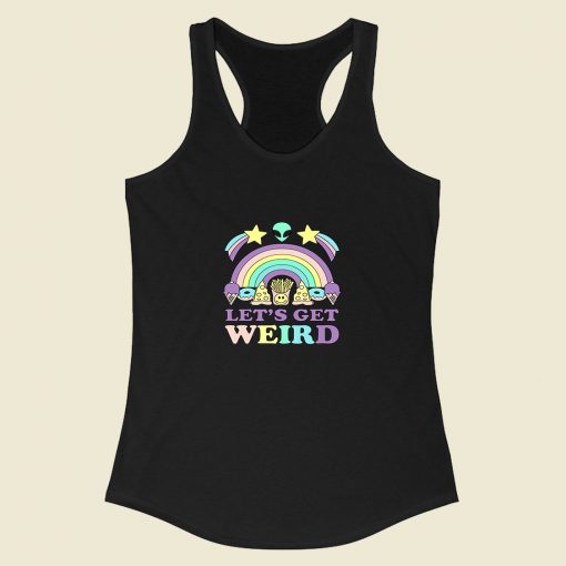 Lets Get Weird Alien Pizza Rainbow Racerback Tank Top