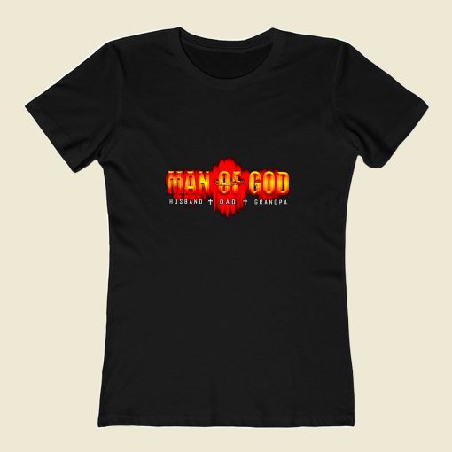 Man Of God Husband Dad Grandpa 80s Womens T shirt