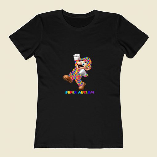 Mario Bros Super Autism Game 80s Womens T shirt