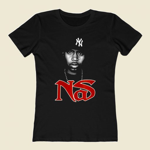 Nas Black Rapper 80s Womens T shirt