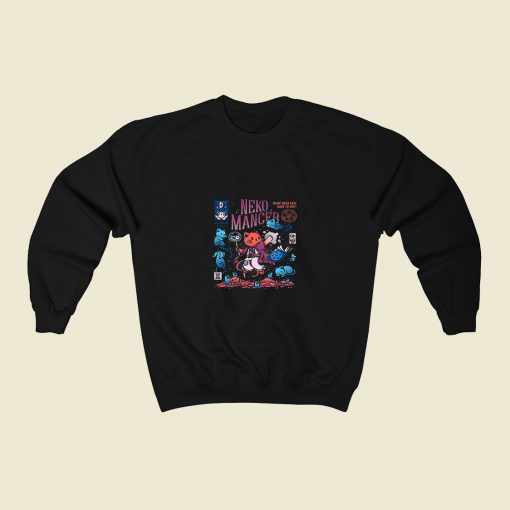 Nekomancer Magical Cat 80s Sweatshirt Style