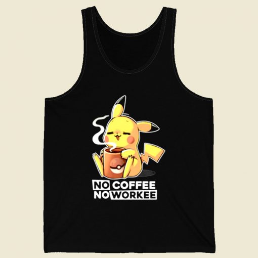 Pokemon Pikachu No Coffee No Workee Retro Mens Tank Top