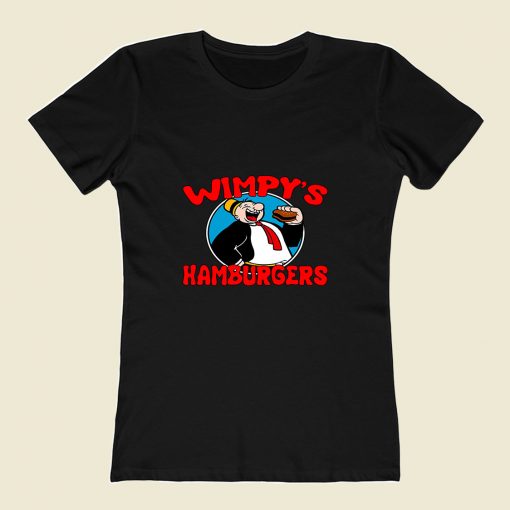 Popeye The Sailor Man Wimpys Hamburgers 80s Womens T shirt