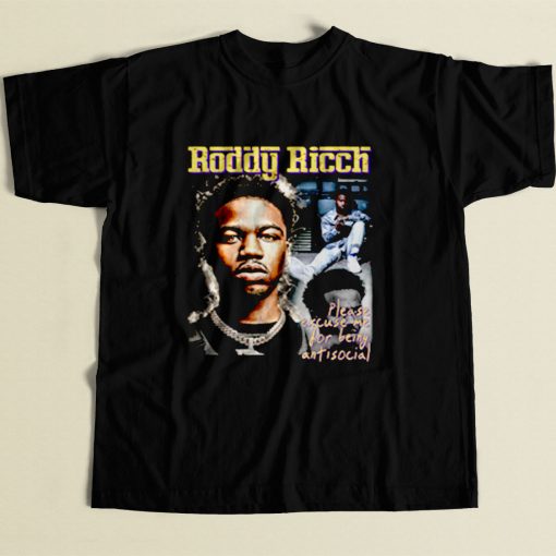 Roddy Ricch Being Anti Social 80s Mens T Shirt