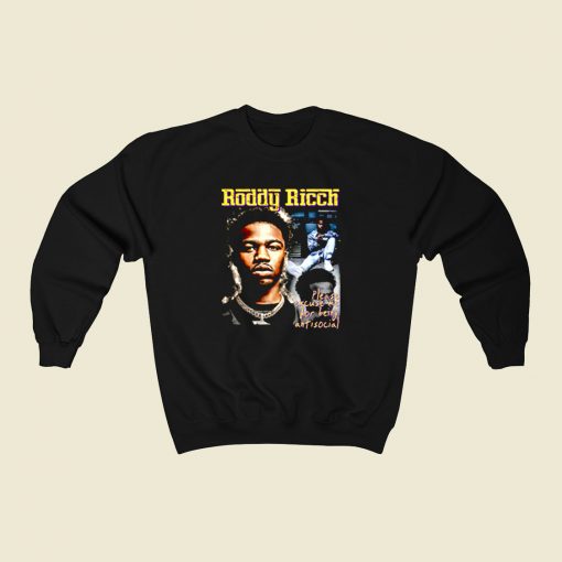 Roddy Ricch Being Anti Social 80s Sweatshirt Style