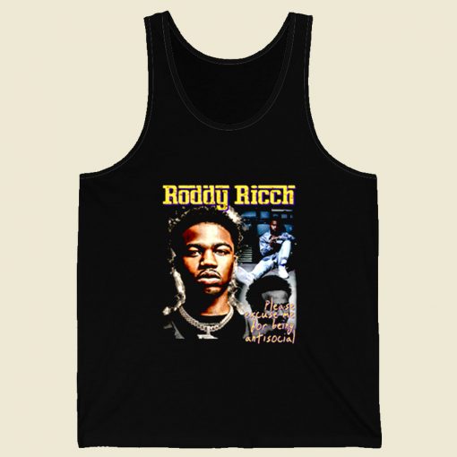 Roddy Ricch Being Anti Social Retro Mens Tank Top