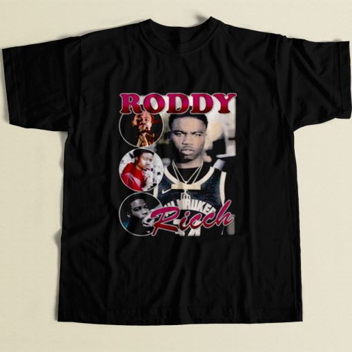 Roddy Ricch Black Rapper Photoshoot 80s Mens T Shirt