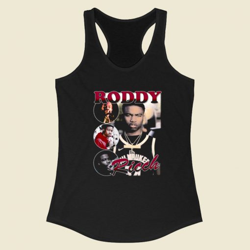 Roddy Ricch Black Rapper Photoshoot Racerback Tank Top