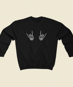 Skeleton Hand Rock Sweatshirt Street Style