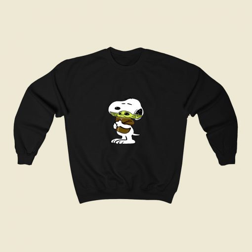 Snoopy Hugging Baby Yoda Star Wars 80s Sweatshirt Style