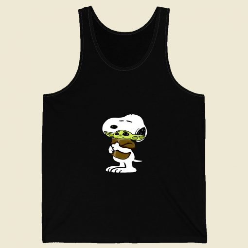 Snoopy Hugging Baby Yoda Star Wars Retro Mens Tank Top