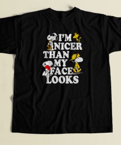 Snoopy Im Nicer Than My Face Looks 80s Mens T Shirt