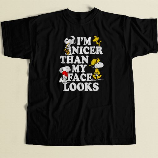 Snoopy Im Nicer Than My Face Looks 80s Mens T Shirt