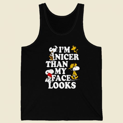 Snoopy Im Nicer Than My Face Looks Retro Mens Tank Top