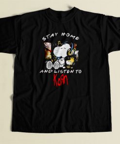 Snoopy Mask Stay Home And Listen To Korn 80s Mens T Shirt