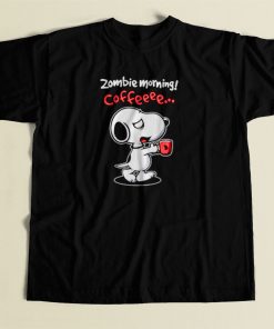 Snoopy Zombie Morning Coffee 80s Mens T Shirt