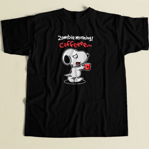 Snoopy Zombie Morning Coffee 80s Mens T Shirt