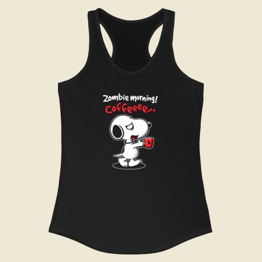 Snoopy Zombie Morning Coffee Racerback Tank Top