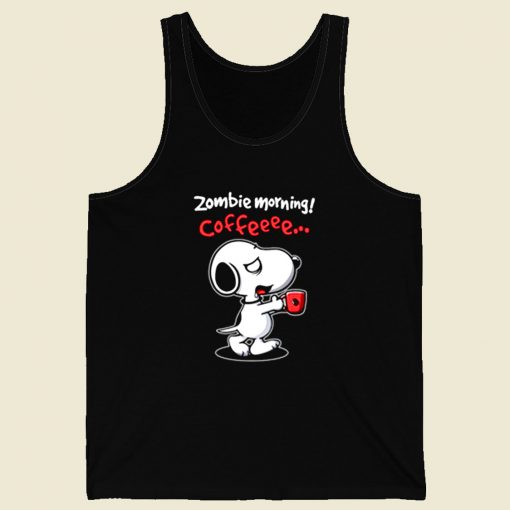 Snoopy Zombie Morning Coffee Retro Mens Tank Top