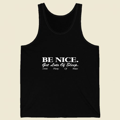 Sporty Rich Be Nice Get Lots Of Sleep Retro Mens Tank Top