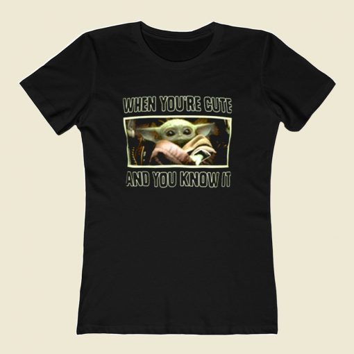 Star Wars Baby Yoda Youre Cute 80s Womens T shirt