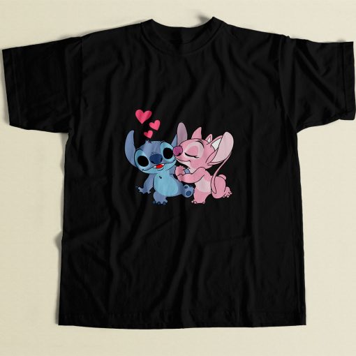 Stitch Angel Kiss 80s Mens T Shirt