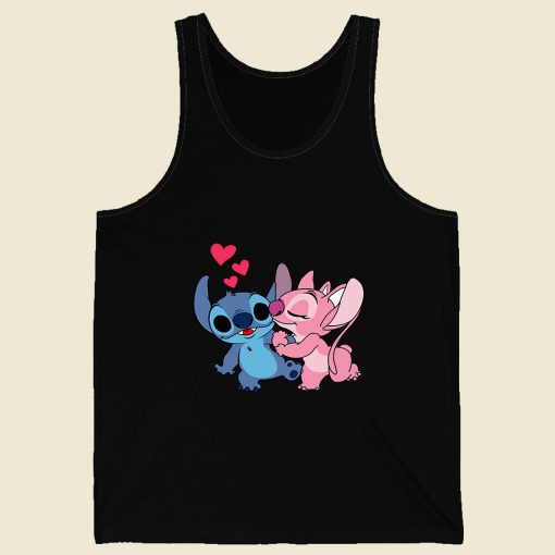 Stitch Angel Kiss Retro Mens Tank Top