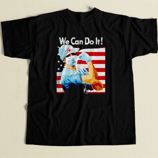 Strong Nurse America We Can Do It 80s Mens T Shirt