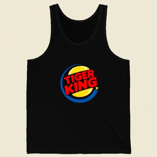 Tiger King Burger Parody Retro Mens Tank Top