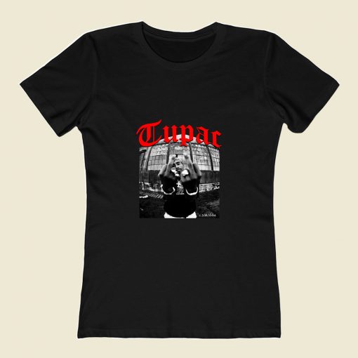 Tupac Middle Finger 80s Womens T shirt