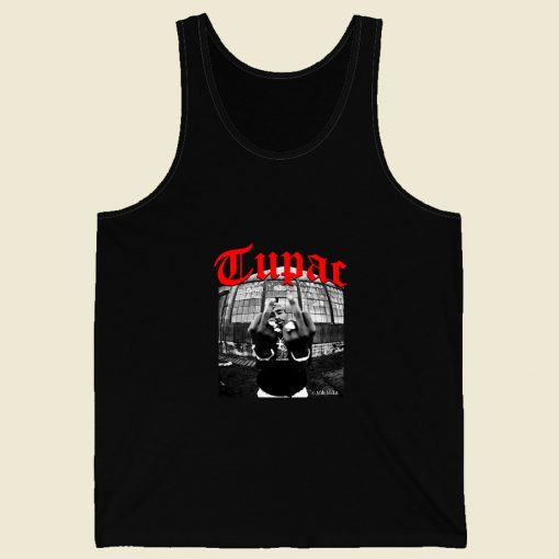 Tupac Middle Finger Retro Mens Tank Top