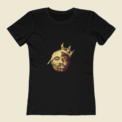 Tupac Shakur And The Notorious Big Head 80s Womens T shirt