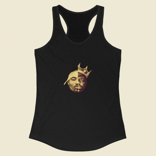 Tupac Shakur And The Notorious Big Head Racerback Tank Top