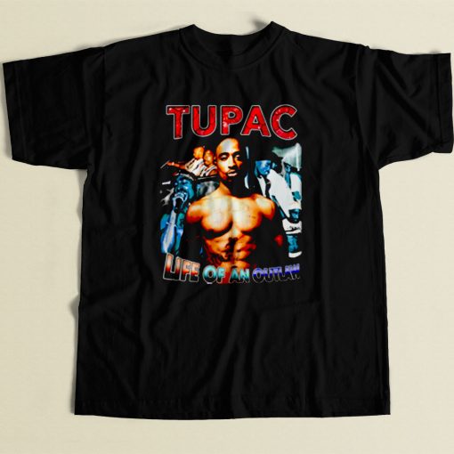 Tupac Shakur Life Of An Outlaw 80s Mens T Shirt