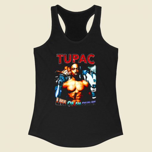 Tupac Shakur Life Of An Outlaw Racerback Tank Top