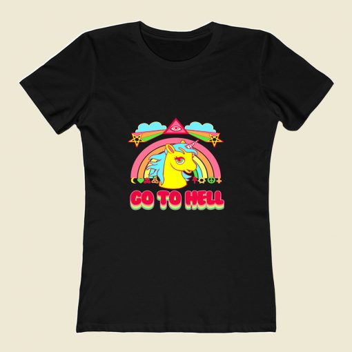 Unicorn Go To Hell 80s Womens T shirt