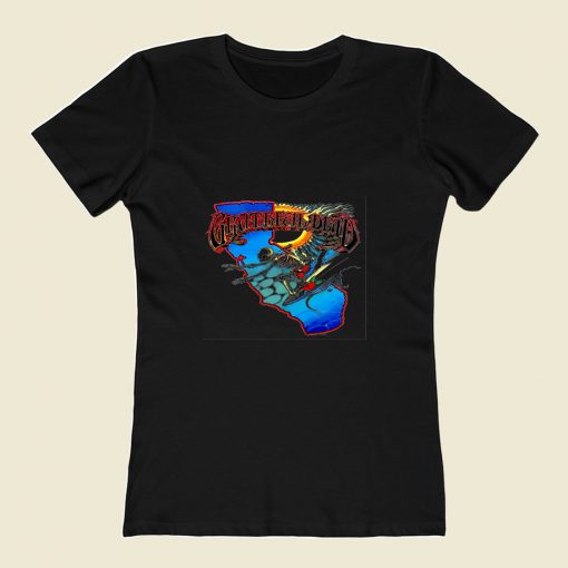 Vintage 1986 Grateful Dead Surfing Skeleton 80s Womens T shirt