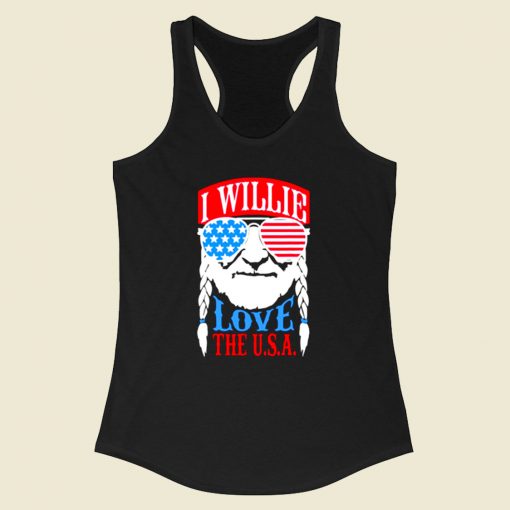 Willie Nelson Love The Usa Racerback Tank Top