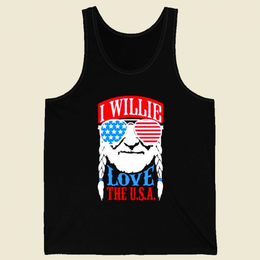 Willie Nelson Love The Usa Retro Mens Tank Top